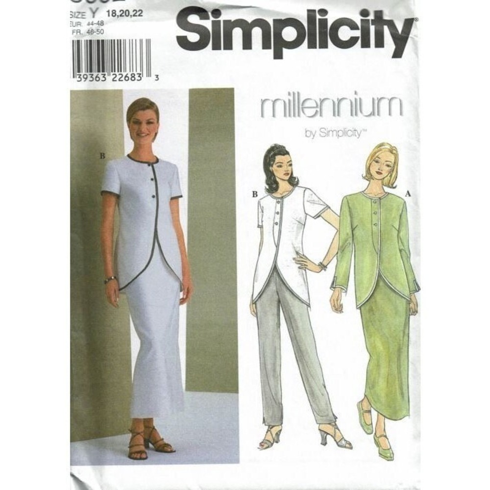 Simplicity Sewing Pattern 8602 Misses Size 18-22 Tunic Skirt Pants Millennium